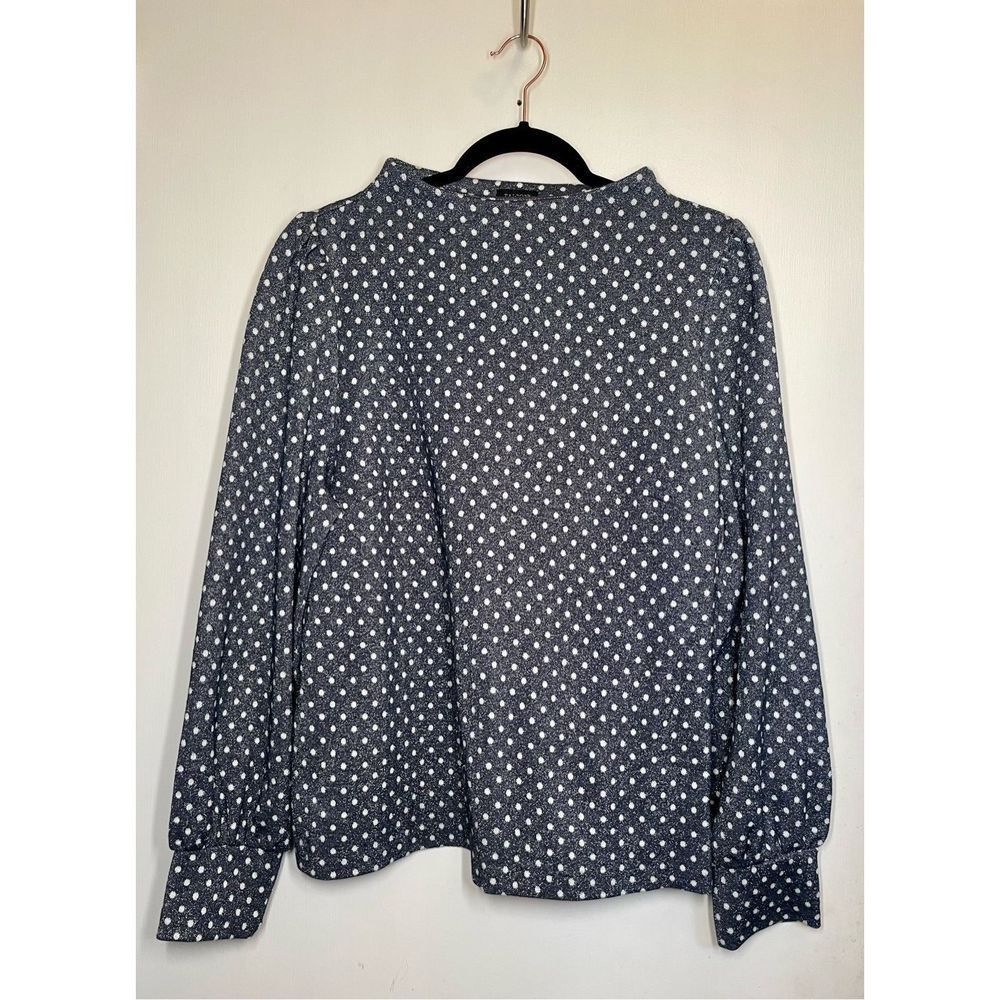 Talbots Gray Polka Dot Blouse - image 2